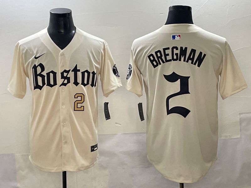 Men 2025 Boston Red Sox #2 Bregman Cream Five generations Joint Name Nike MLB Jersey style 2